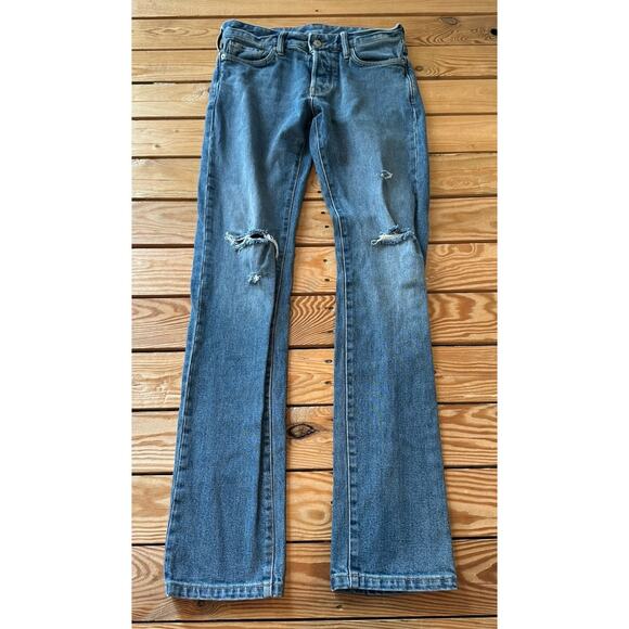 Buck Mason Distressed Straight Leg Jeans Size 30x34 Men’s Blue - Picture 1 of 7